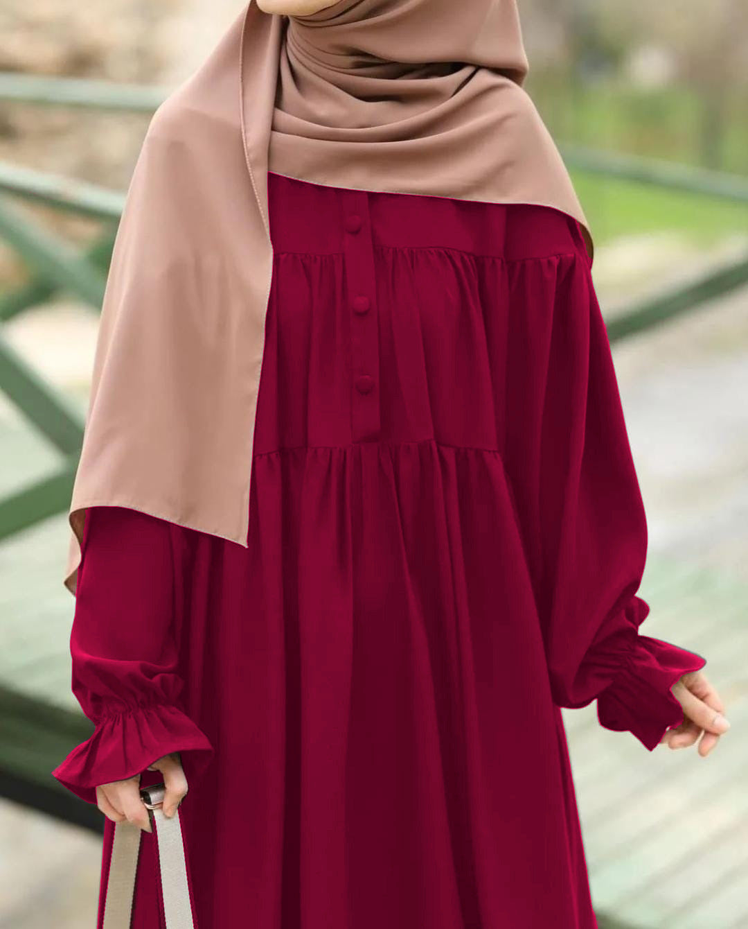 Front Two Layers Kaaj Button Abaya 💖🫠