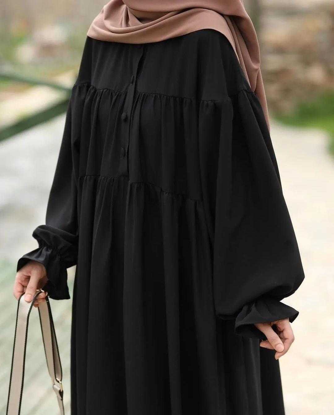 Front Two Layers Kaaj Button Abaya ๐๐ซ