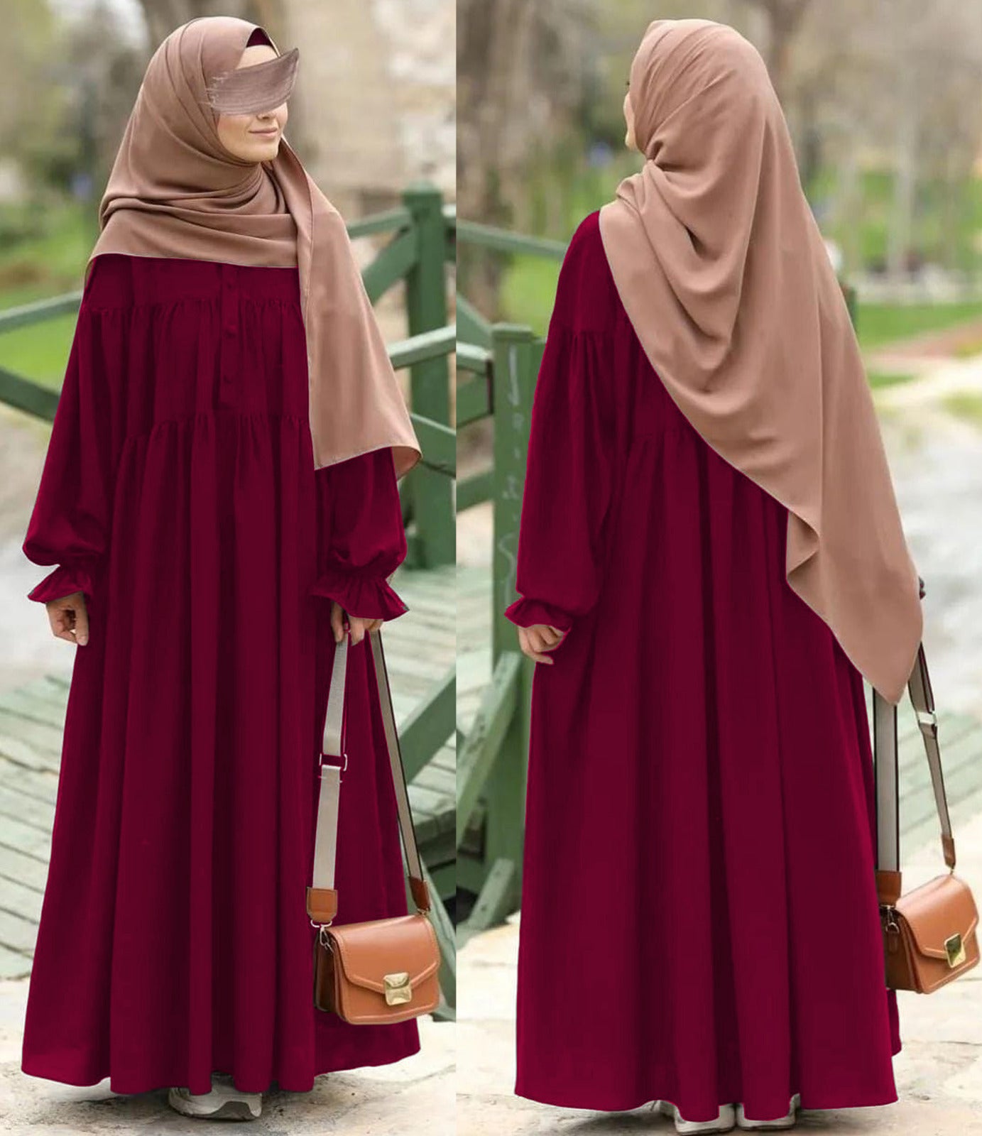 Front Two Layers Kaaj Button Abaya ๐๐ซ
