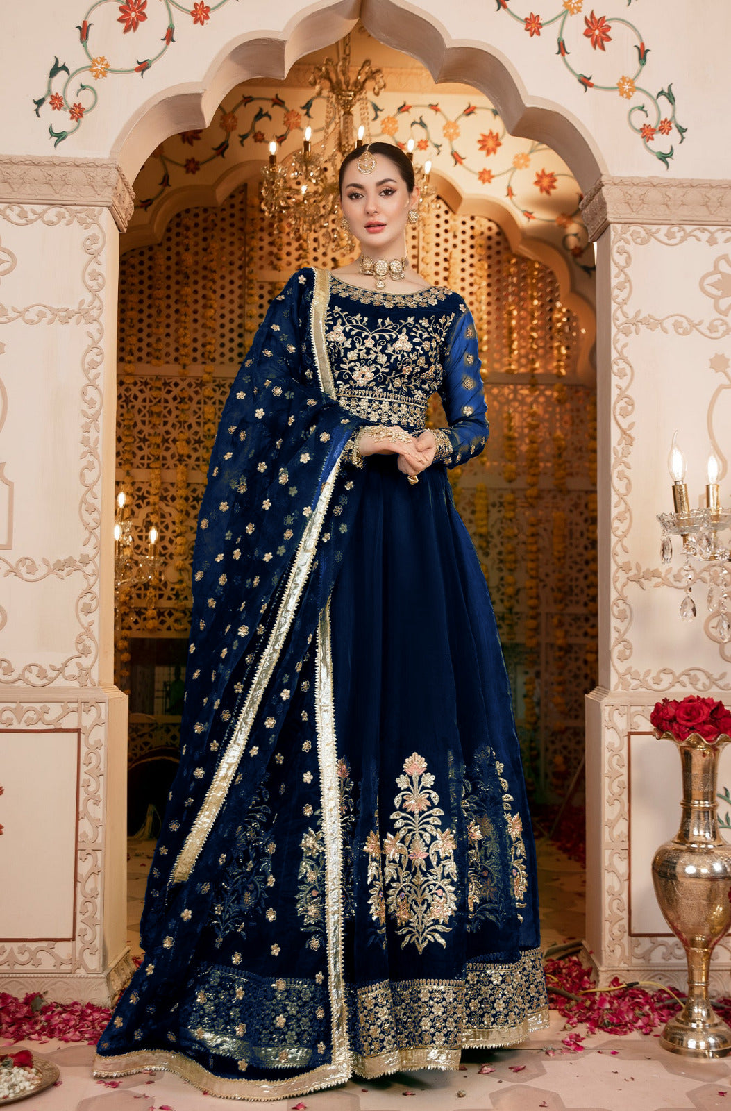 Front Heavy Embroidered 8 Bunches With Lace Work On Border Kalli Maxi And Embroidered Dupatta Lace Work 3Pcs