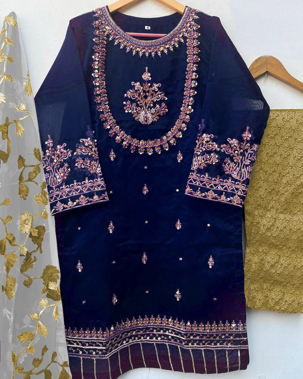 Handwork And Embroidery Shirt With Emb Dupatta And Maysoori Trouser Kids 3piece