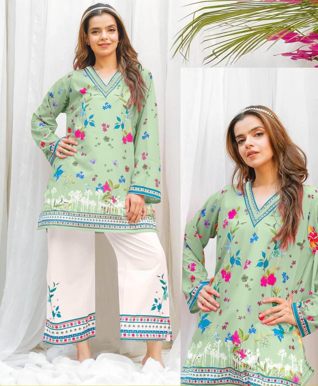 Front And Back Allover Digital Printed Swiss Lawn Cord Set 2Pcs