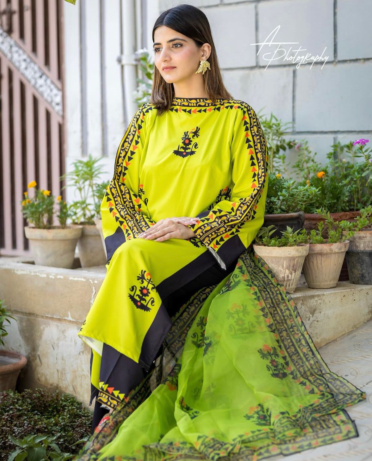 FRONT AND BACK DIGITAL PRINTED LONG SHIRT WITH FLAPPER DUPATTA ZEST TRIBAL 3PCS SET