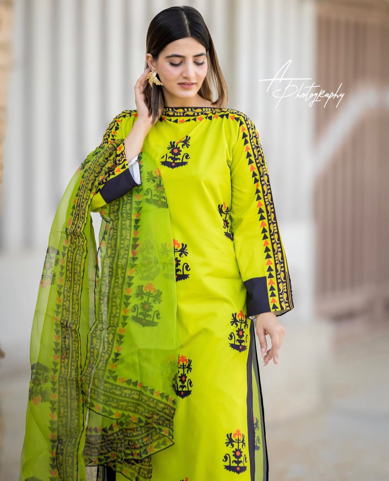 FRONT AND BACK DIGITAL PRINTED LONG SHIRT WITH FLAPPER DUPATTA ZEST TRIBAL 3PCS SET