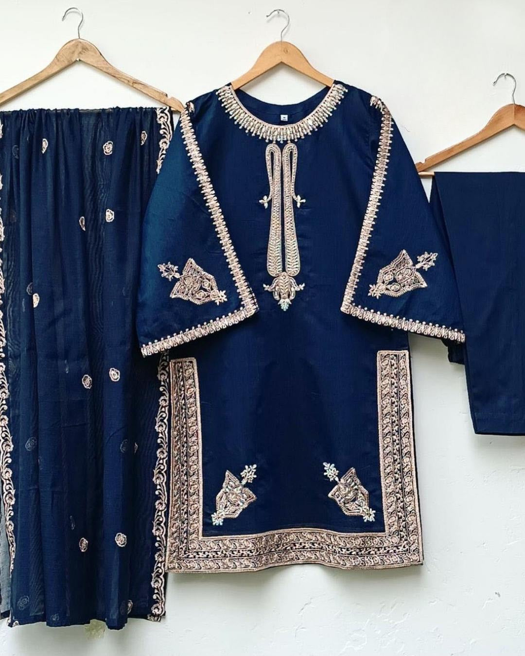 3pcs Silk Embriodered Dress