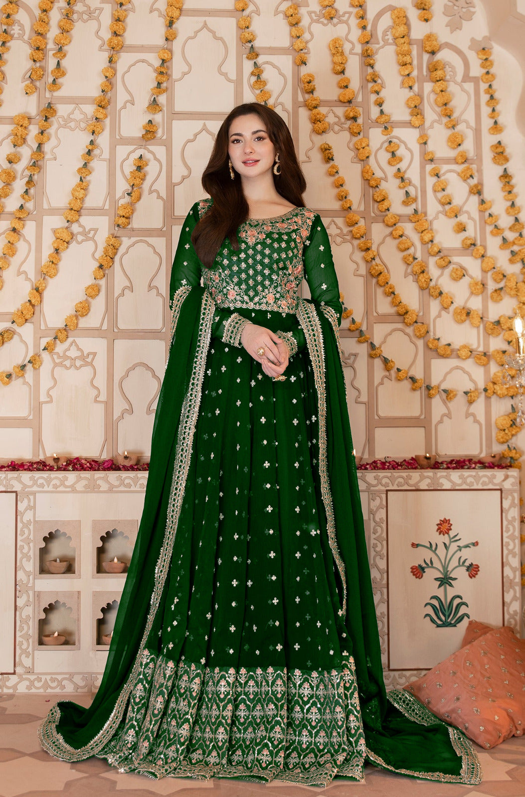 Hania Amir Colourfull 3pcs Chiffon Maxi