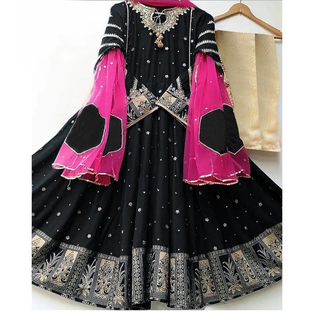 Neck Border 3pcs Contrast Dupatta