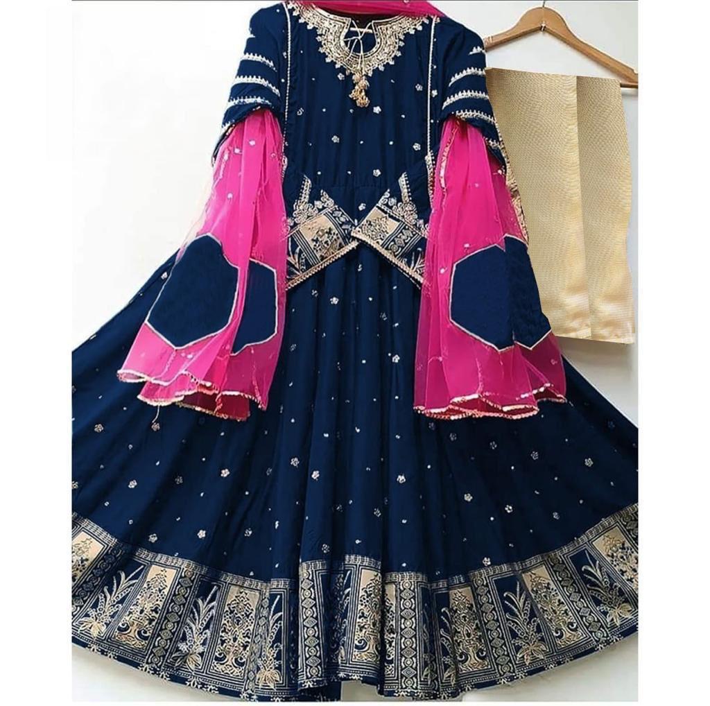 Neck Border 3pcs Contrast Dupatta